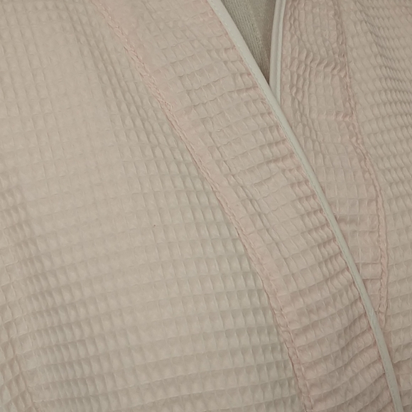 Blush Pink Cotton Terry Lined Waffle Short Wrap Robe High Quality w Pockets L/XL - Picture 2 of 12